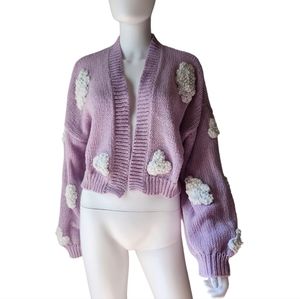 ***SALE*** Shein Curve Pink/Lavender Cloud Cropped Bell Sleeve Cardigan Sweater